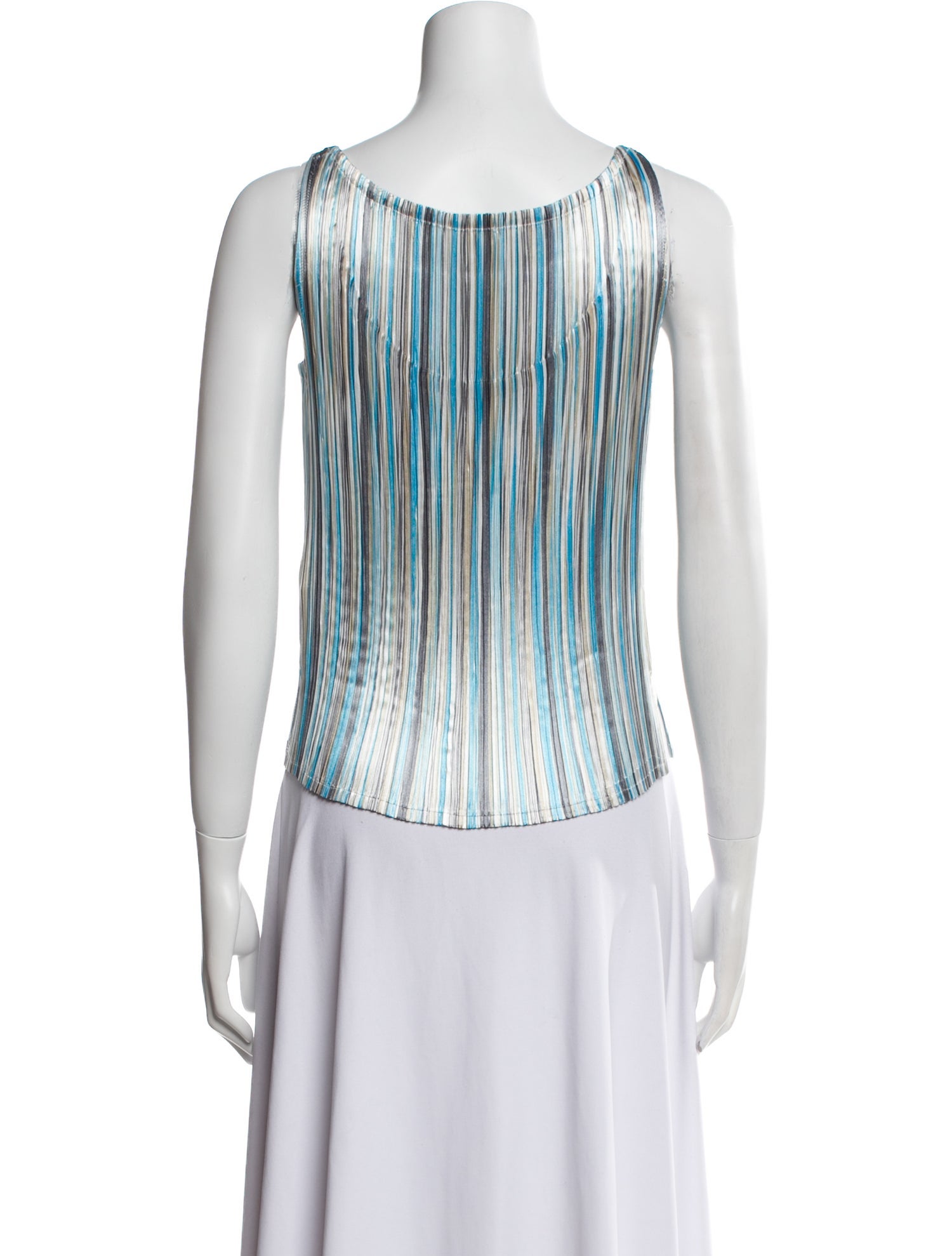 Issey Miyake Striped Scoop Neck Top